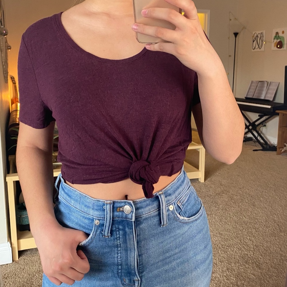 A New Day Burgundy Basic Short Sleeve Tee